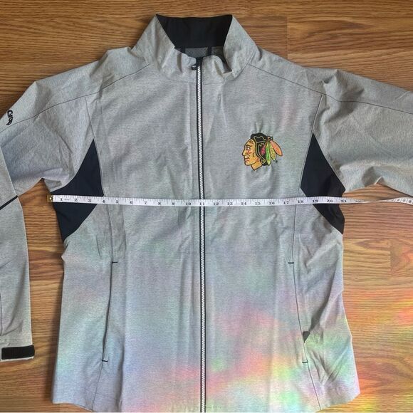 FootJoy FJ DryJoys Hydrolite Rain Jacket Gray Full Zip M Blackhawks Logo NWOT - Picture 5 of 13